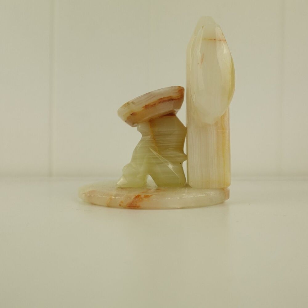 Mexican Carved Onyx Bookend Cactus Sombrero Siesta Vintage - Picture 4 of 13
